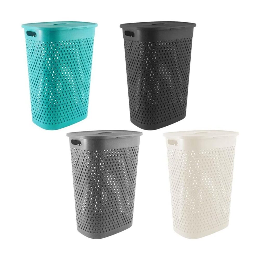 Braz Plastic Belle 60cm Laundry Hamper w/ Lid & Ventilated Handles Assorted (4 Pack) — image 3