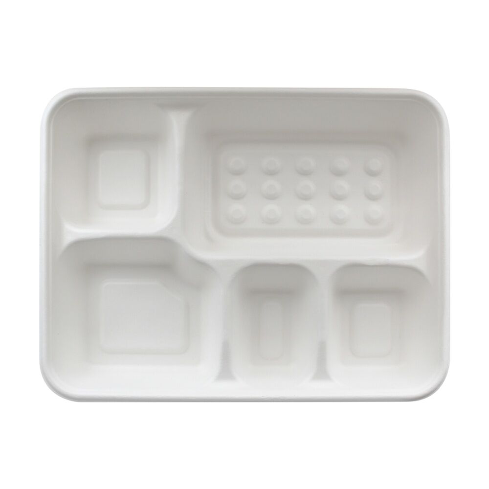 Partyware 20pc Partyware Durable 5 Compartment Plate 280x220mm Sugar Cane (20 Pack)