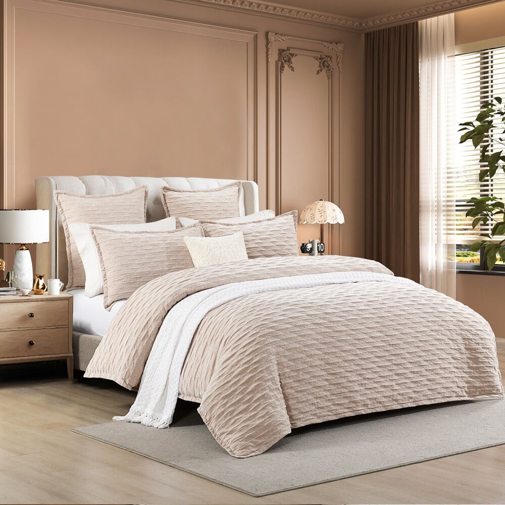 Renee Taylor Luxurious Marley Jacquard Quilt Cover Set Champagne Queen — image 2