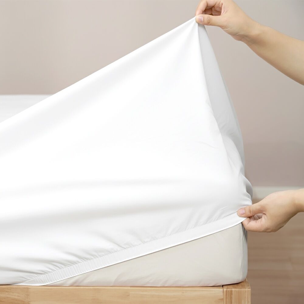 Renee Taylor 400TC Cotton Fitted Sheet & Pillowcase Set White King Single — image 3