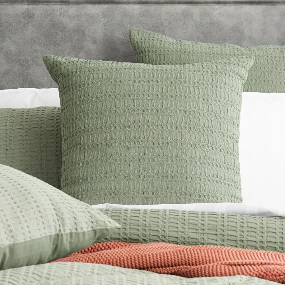 Cloud Linen Celeste Seersucker Cotton Waffle Quilt Cover Set Double Sage - All-Season Comfort - Hidden Button Closure - Oeko-tex Bedding - Textured — image 3