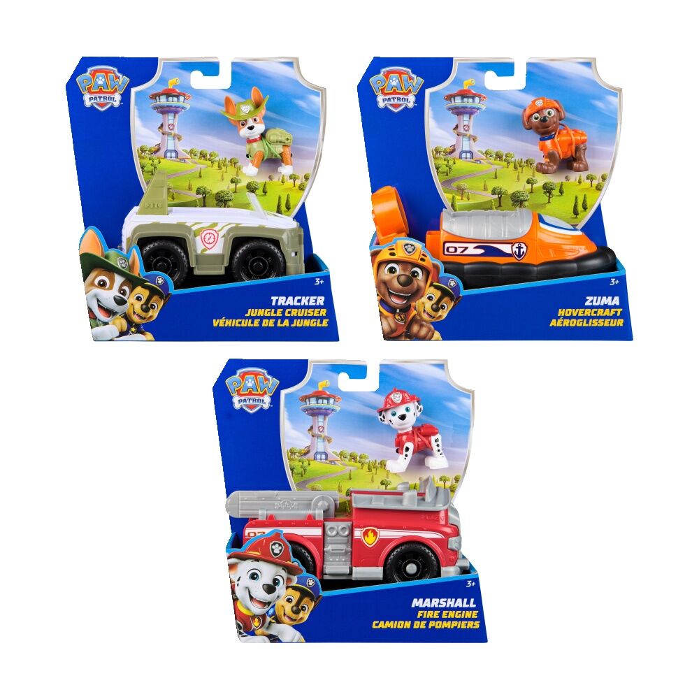 Paw Patrol 3y+ Paw Patrol Sustainable Basic Vehicle Kids Play Toy Zuma, Tracker & Marshall