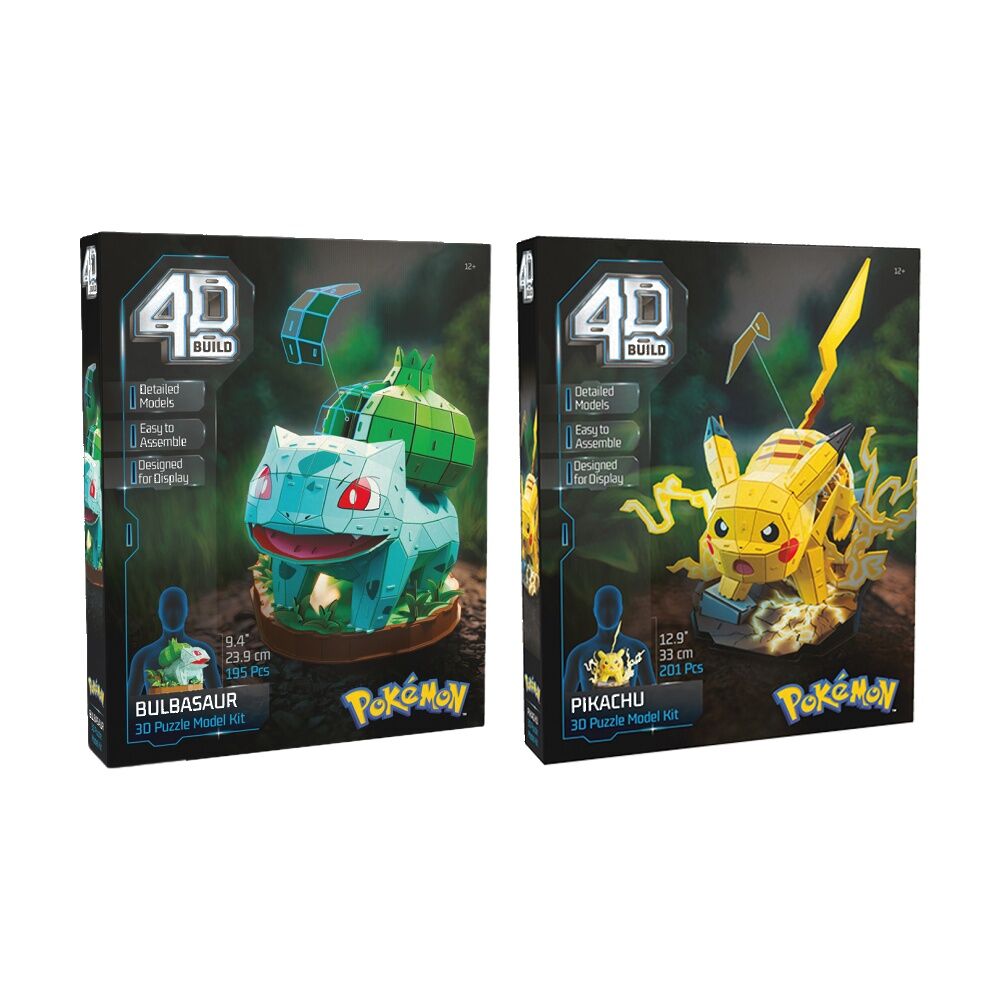 4D Build Pokémon Model Building Puzzle Kits Pikachu & Bulbasaur 12y+