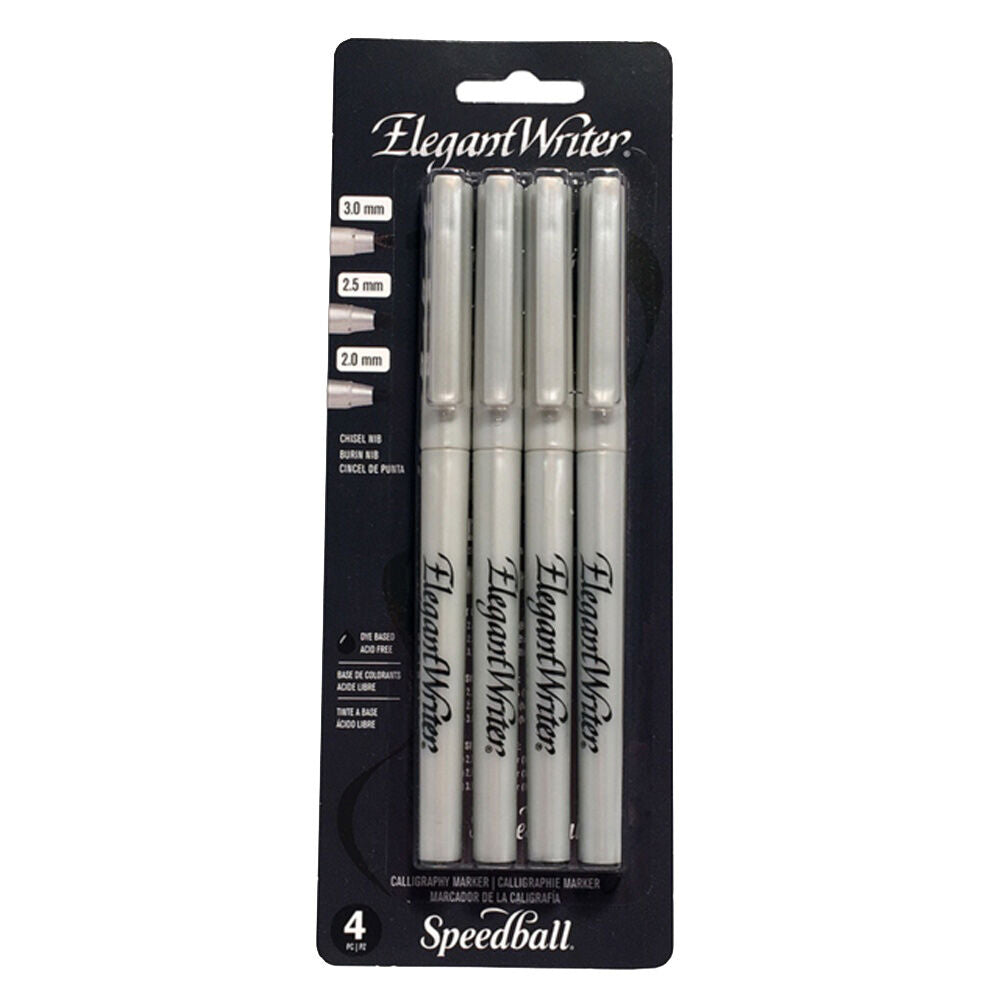 Speedball Elegant Writer Art/Craft Calligraphy Writing Marker Set Black (4 Pieces)