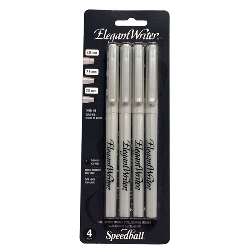 Speedball 4pc Speedball Elegant Writer Art/Craft Calligraphy Writing Marker Set Black (2 Pack) — image 2