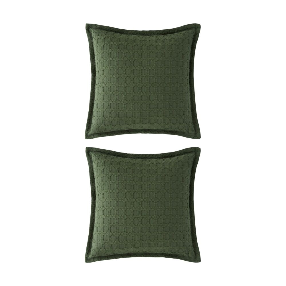Bianca Mossbury Olive Green Square Textured Cotton Decor Cushion 43x43cm (2 Pack)