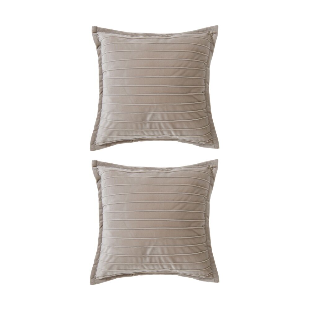 Bianca Saphira Square Beige/Brown Latte Velvet Decor Cushion 43x43cm (2 Pack)