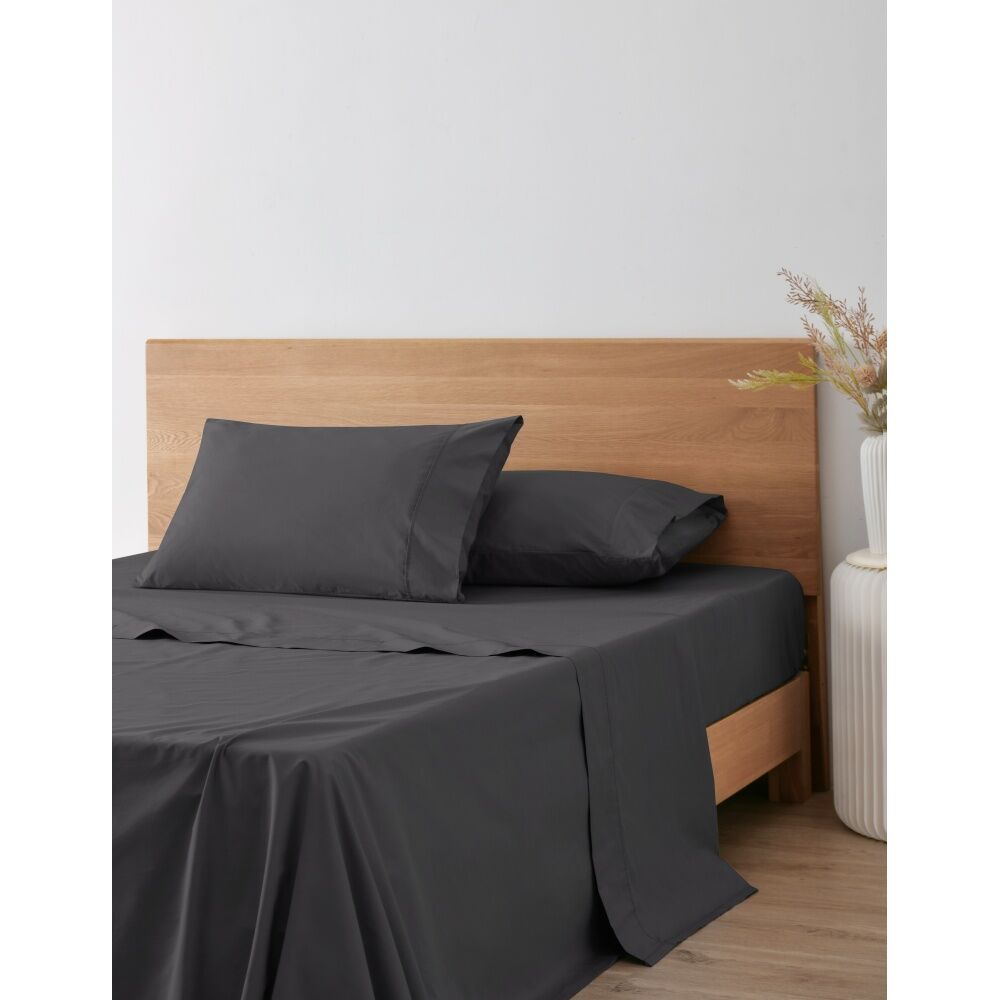 Onkaparinga Queen Onkaparinga 300TC Hepburn 100% Cotton Percale Sheet Set Charcoal