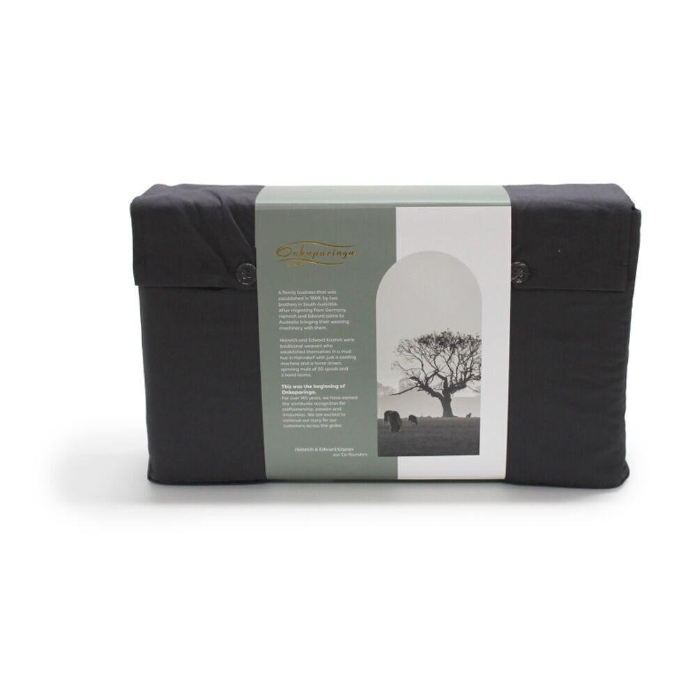 Onkaparinga Single Onkaparinga 300TC Hepburn 100% Cotton Percale Sheet Set Charcoal — image 4