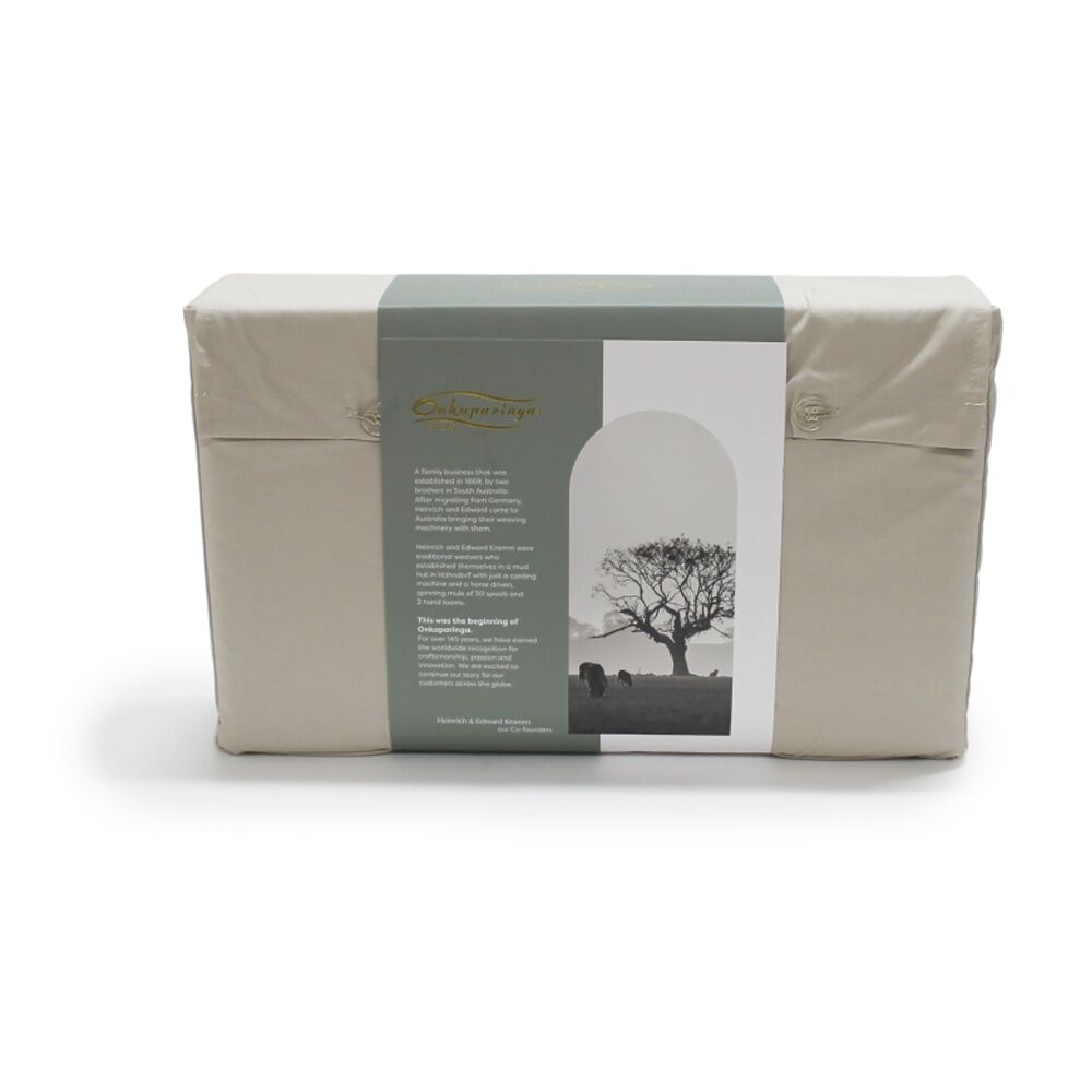 Onkaparinga King Onkaparinga 300TC Hepburn 100% Cotton Percale Sheet Set Linen Beige — image 4