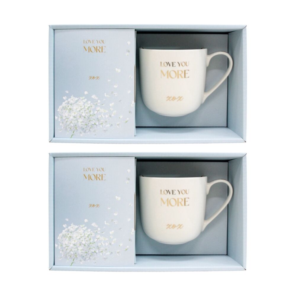 LVD 2pc LVD Love You More Gift Matching Ceramic Mug & Notebook Set Blue/Whie (2 Pack)