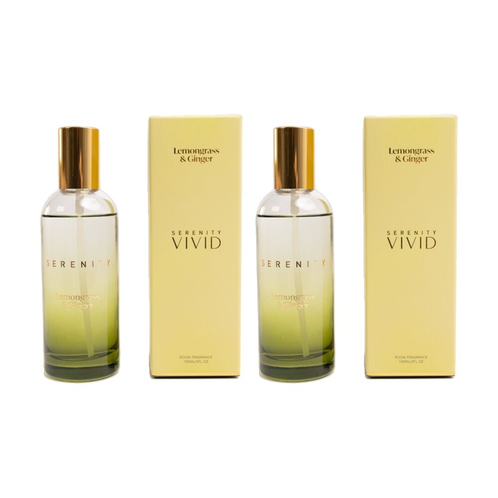 Serenity Lemongrass Ginger 100ml Room Spray Invigorating Scent (2 Pack)