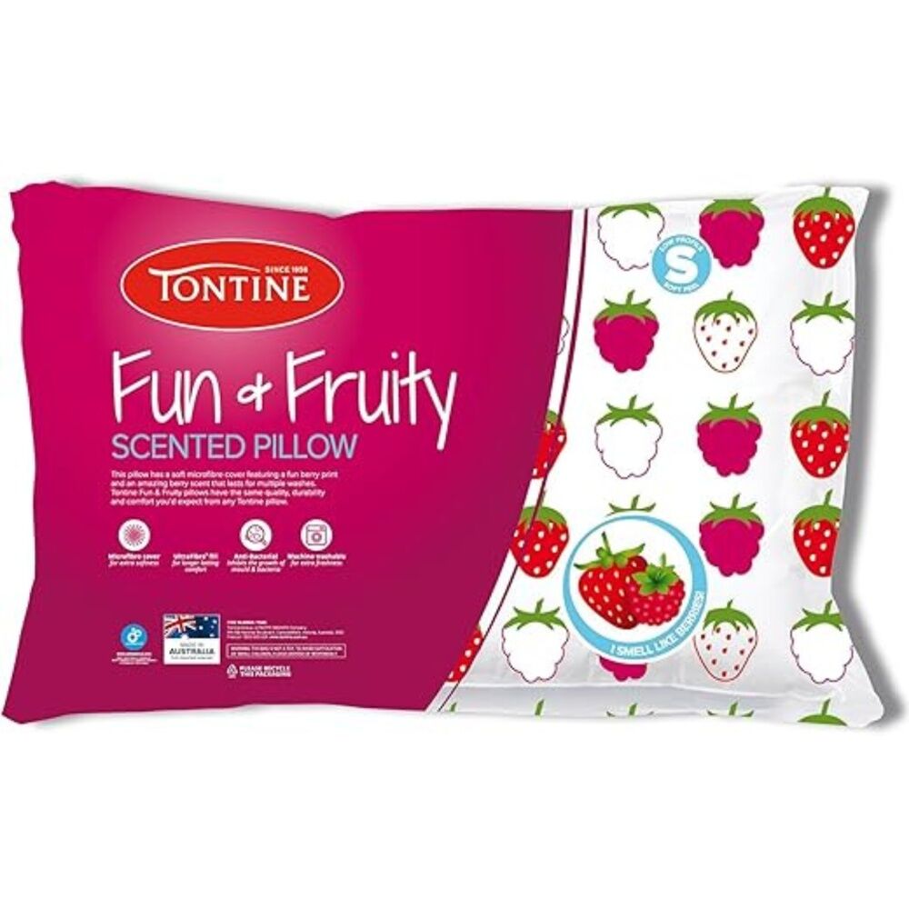 Tontine Fun And Fruity Berry Print Kids Scented Soft Pillow Low Height (2 Pack) — image 2