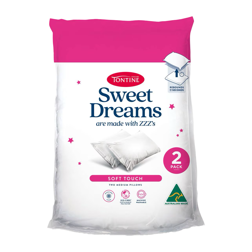 Tontine Sweet Dreams Soft Touch Bedding Pillows Set Medium (2 Pieces)