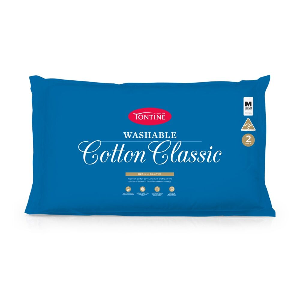 Tontine Washable Cotton Classic Bedding Pillows Set Medium Firm (2 Pieces)
