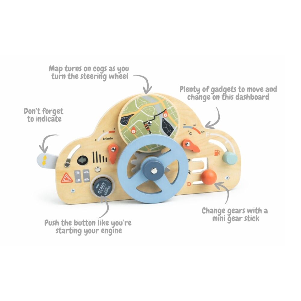 Tooky Toy Drive Kids Baby Busy Board Interactive Play Wooden Dashboard — image 3