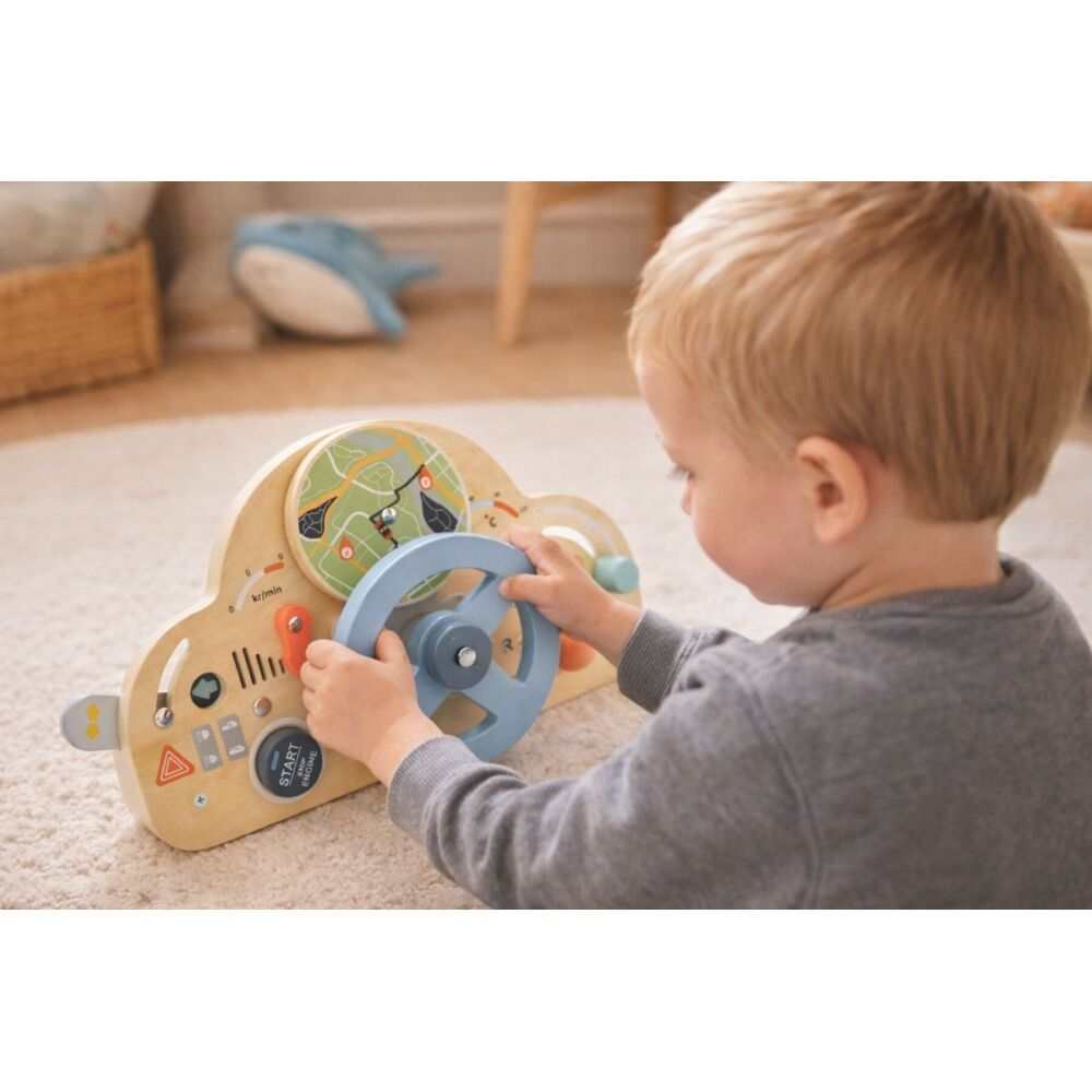 Tooky Toy Drive Kids Baby Busy Board Interactive Play Wooden Dashboard — image 5