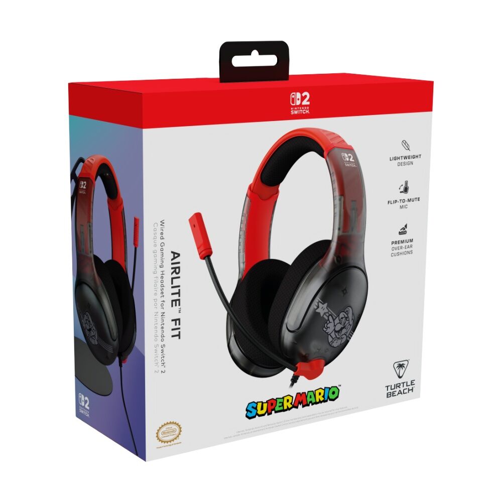 Turtle Beach Black Airlite Fit Wired Nintendo Switch 2 Gaming Headset Mario Star — image 9