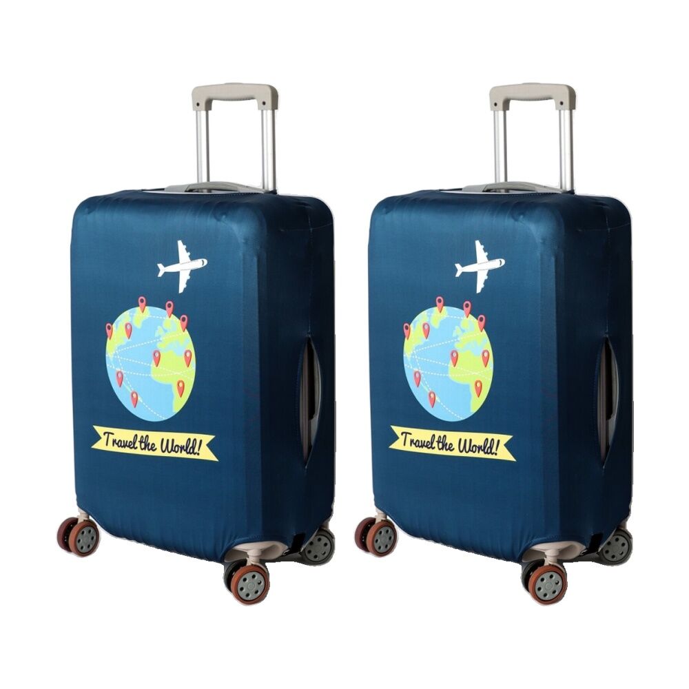 Tosca Luggage Cover Travel World Design Durable Suitcase Protector Medium (2 Pack)