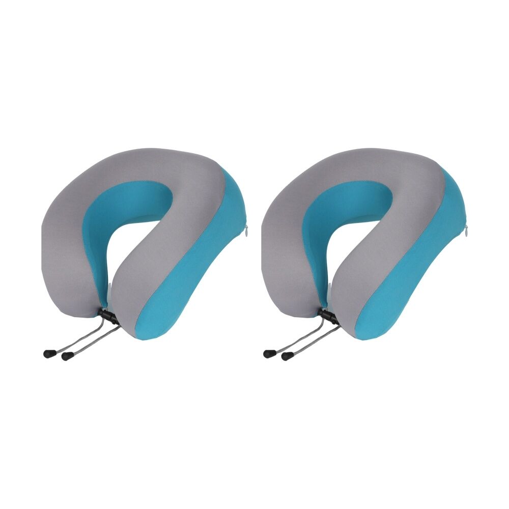 Tosca Memory Foam Neck Cush Travel Support Pillow Grey/Teal (2 Pack)