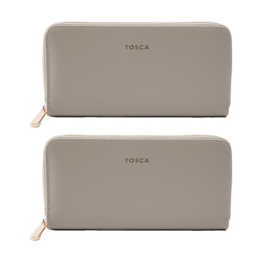 Tosca PU Wallet Textured Zip Around Everyday/Travel Purse Abbey Stone (2 Pack)