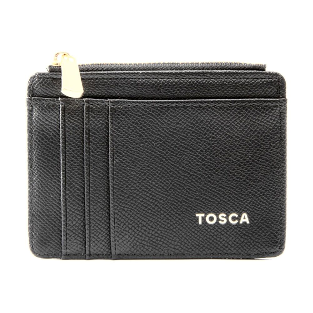 Tosca PU Wallet Textured Leather Cardholder Zip Around Slim Design Black Tosca