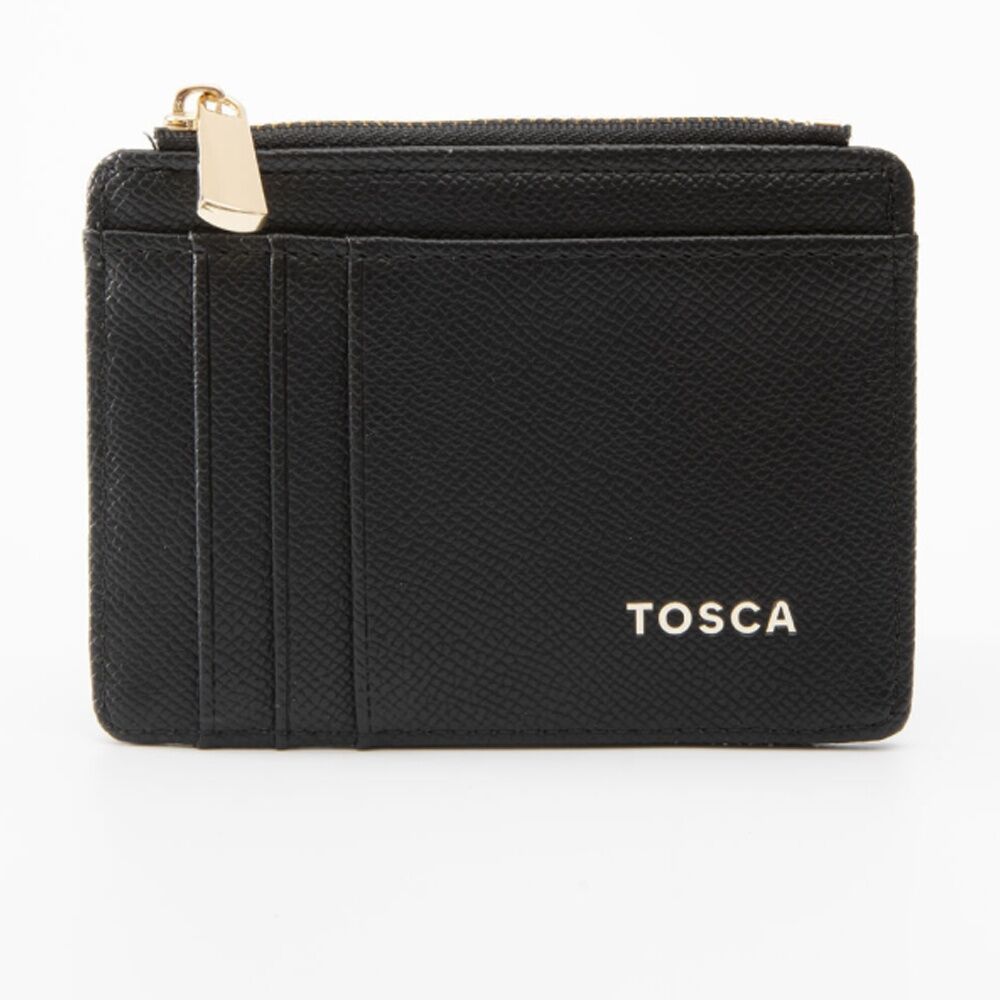 Tosca PU Wallet Textured Leather Cardholder Zip Around Slim Design Black (2 Pack) — image 2