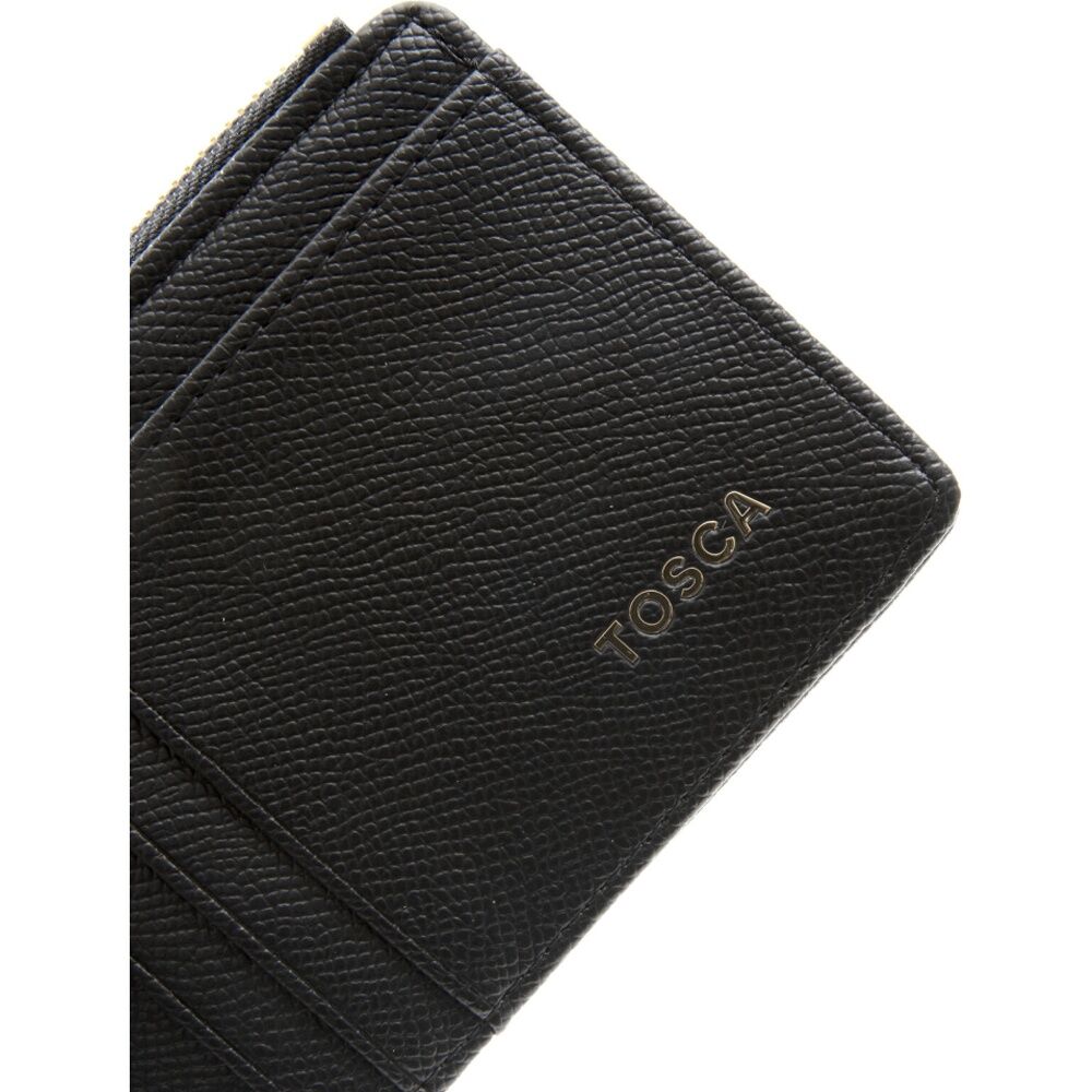 Tosca PU Wallet Textured Leather Cardholder Zip Around Slim Design Black Tosca — image 4