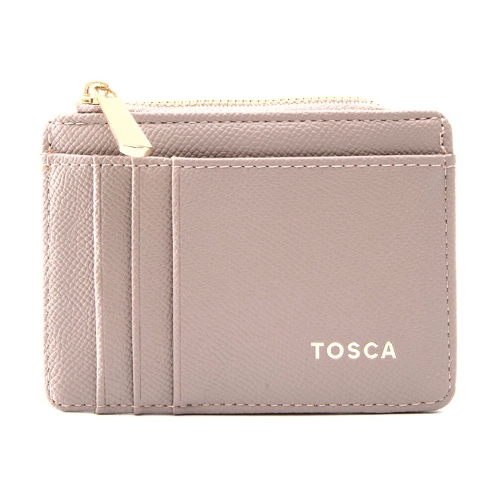 Tosca PU Wallet Textured Cardholder & Zip Slim Fit Purse Adobe Rose Beige Tosca