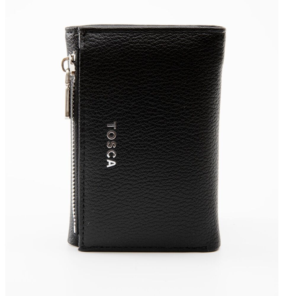 Tosca PU Wallet Textured Silver Zipper Everyday Foldable Purse Black (2 Pack) — image 3