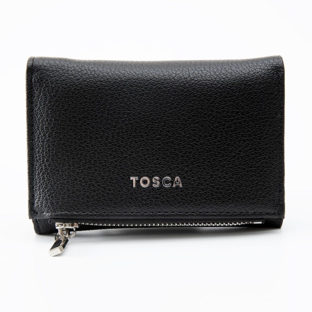 Tosca PU Wallet Textured Silver Zipper Everyday Foldable Purse Black (2 Pack) — image 2