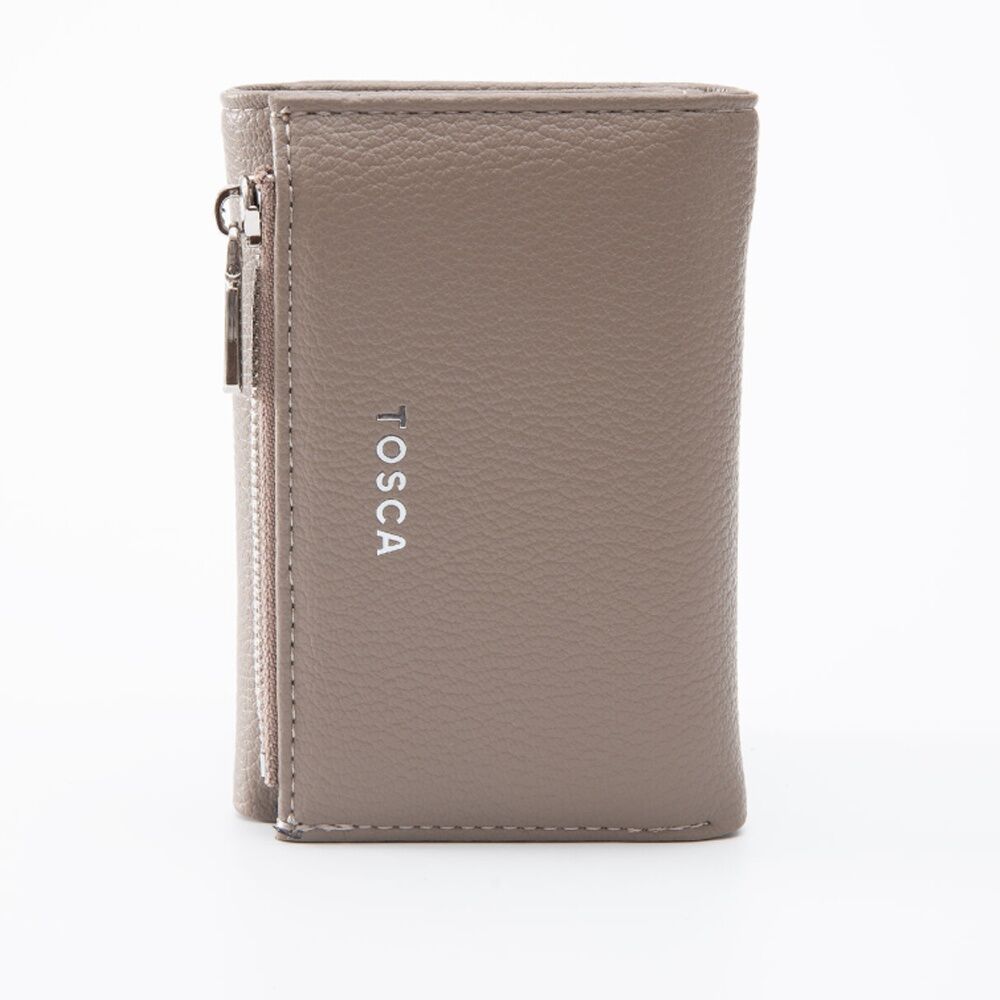 Tosca PU Wallet Textured Silver Zipper Everyday Purse Warm Taupe Beige (2 Pack) — image 3