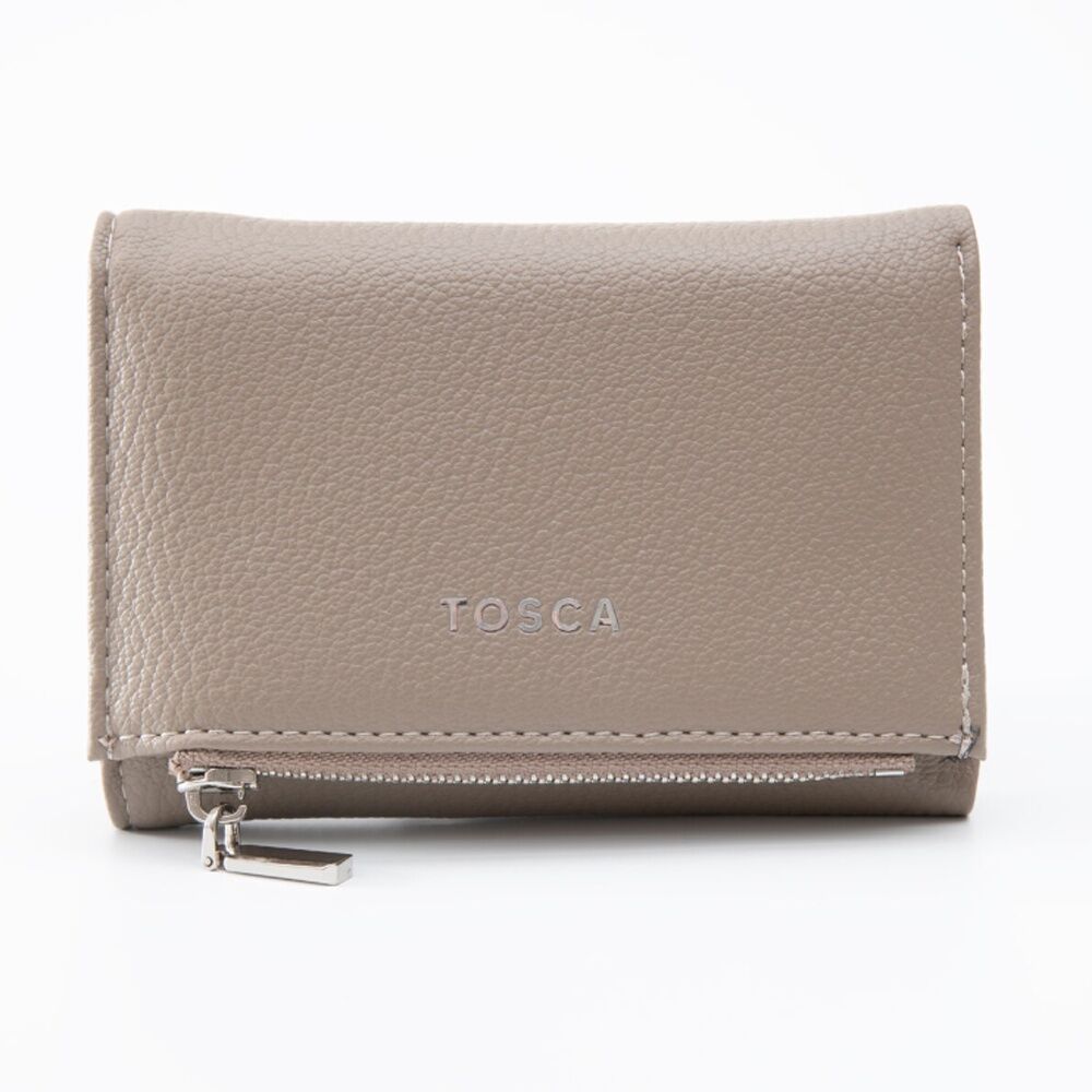 Tosca PU Wallet Textured Silver Zipper Everyday Purse Warm Taupe Beige (2 Pack) — image 2