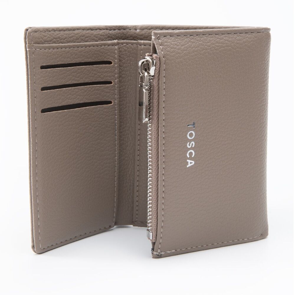 Tosca PU Wallet Textured Silver Zipper Everyday Purse Warm Taupe Beige (2 Pack) — image 5