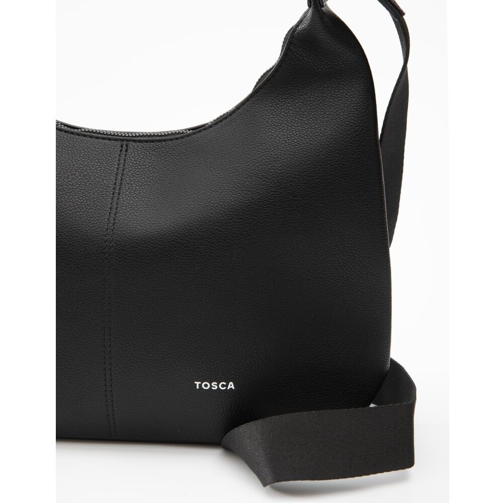 Tosca Handbag Textured Crescent Single Handle Zip Closure Bag Black Tosca — image 4
