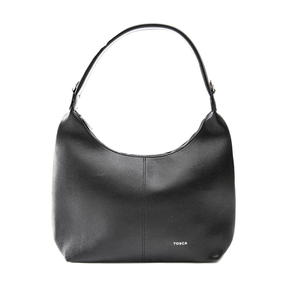 Tosca Handbag Textured Crescent Single Handle Zip Closure Bag Black Tosca