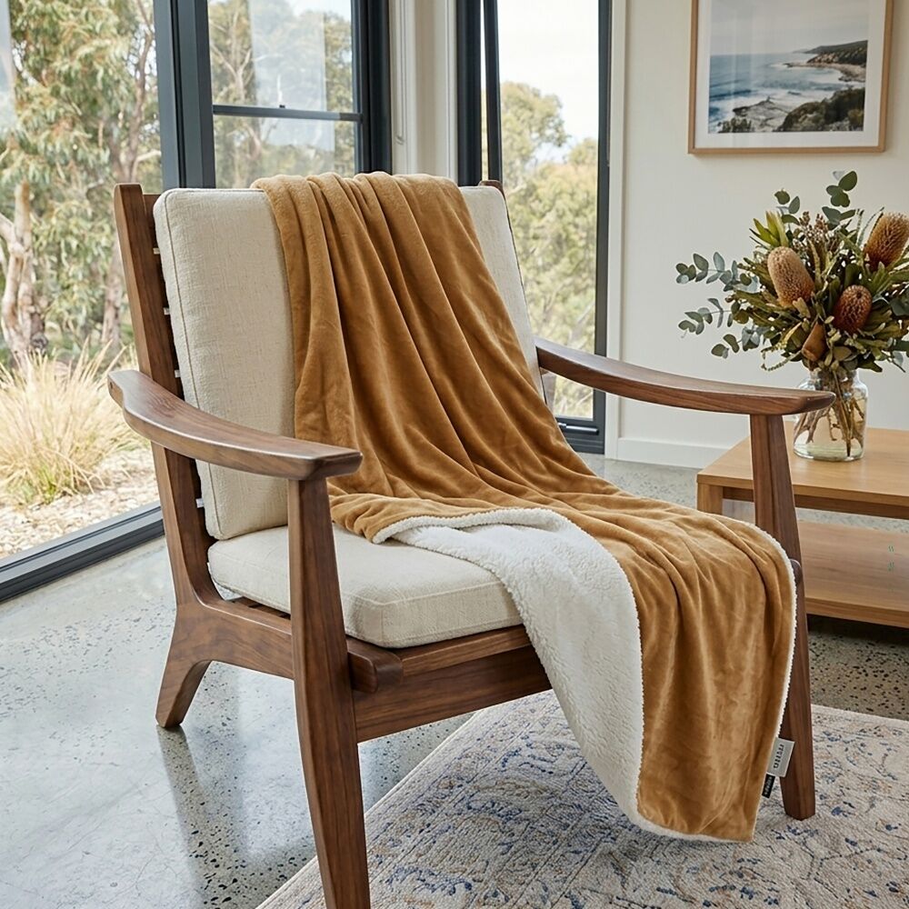 Ardor Hide Sherpa Throw Warm Plush Cosy Blanket Tan 130x170cm Ardor — image 2