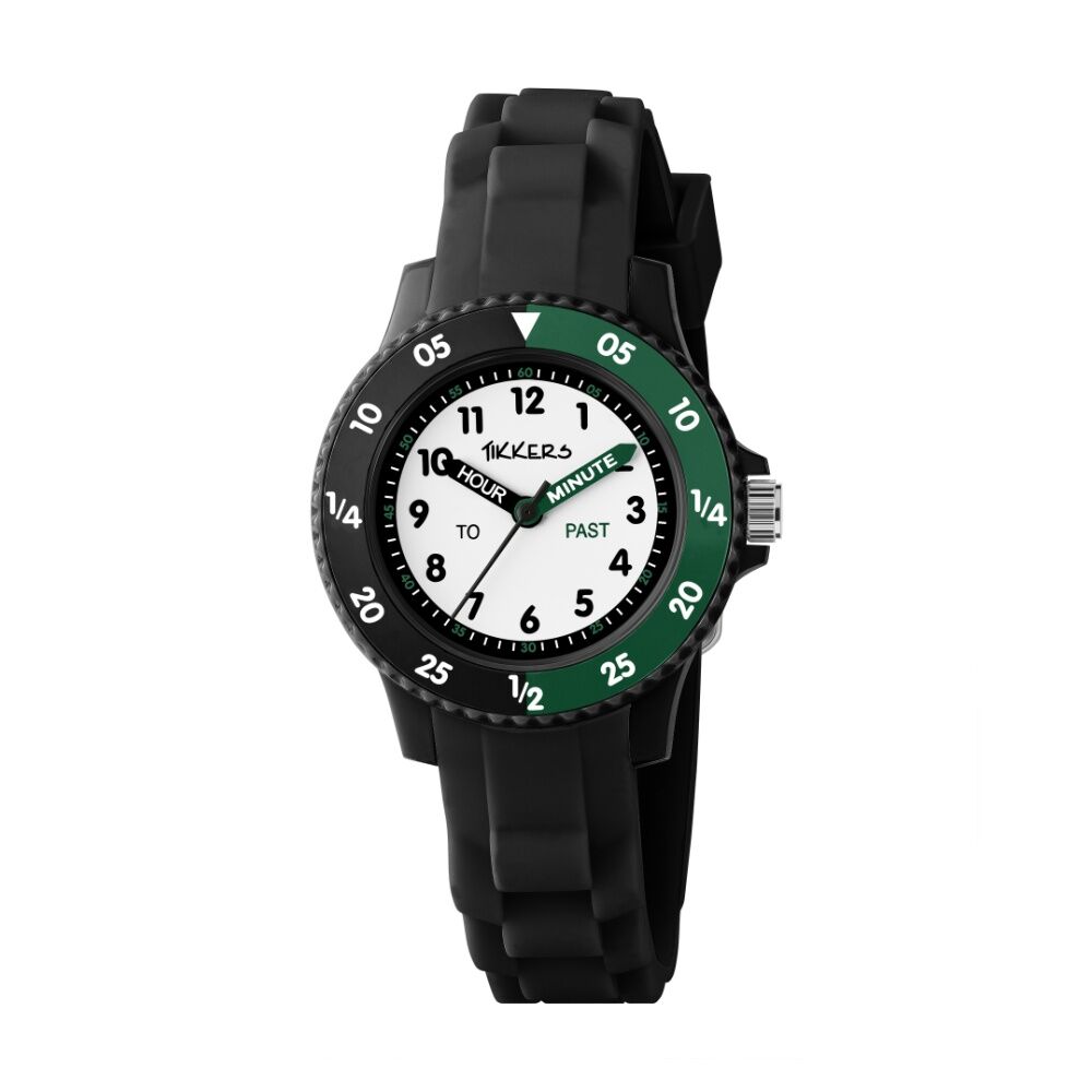 Tikkers Silicone Time Teacher Easy Read Dial Kids Watch Tikkers — Black
