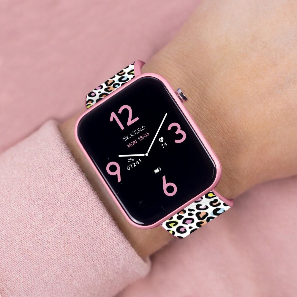 Tikkers Series 13 Leopard Print Silicone Strap Kids Smart Watch Pink Tikkers — image 2