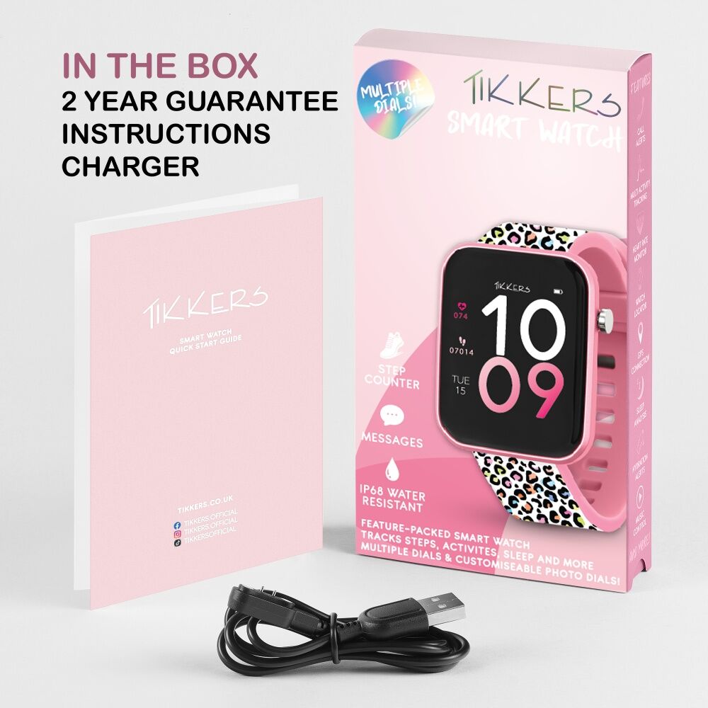 Tikkers Series 13 Leopard Print Silicone Strap Kids Smart Watch Pink Tikkers — image 3