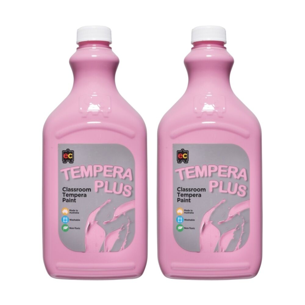Educational Colours Tempera Plus Classroom Junior Student Paint Pink 2L (2 Pack)