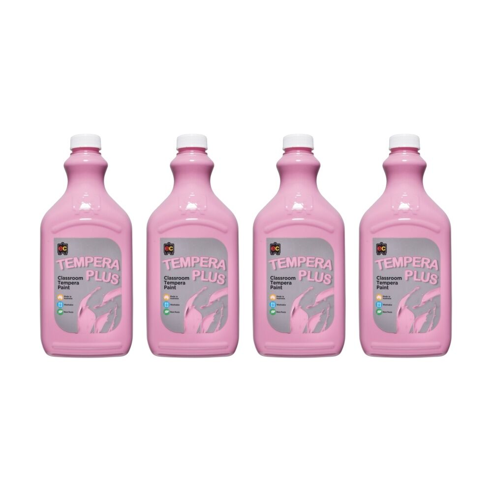 Educational Colours Tempera Plus Classroom Junior Student Paint Pink 2L (4 Pack)
