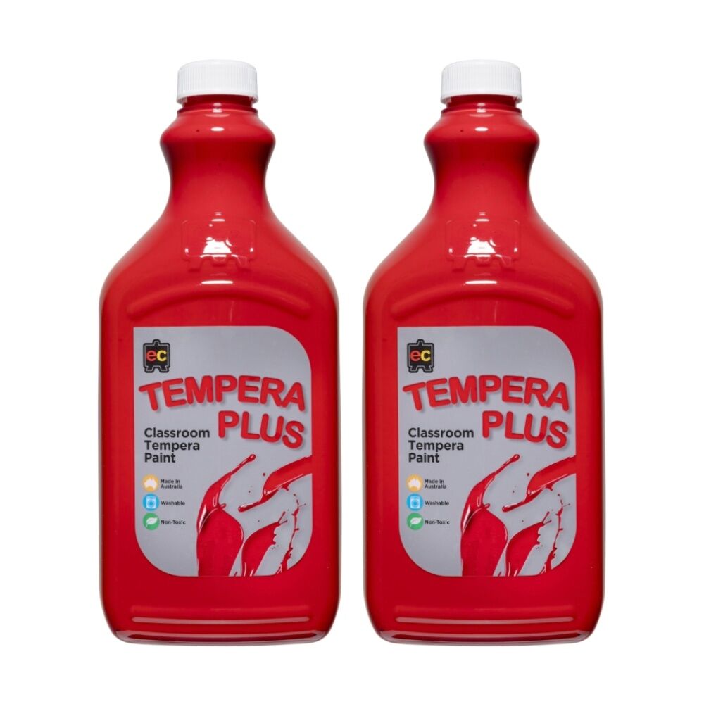 Educational Colours Tempera Plus Classroom Junior Paint Brilliant Red 2L (2 Pack)