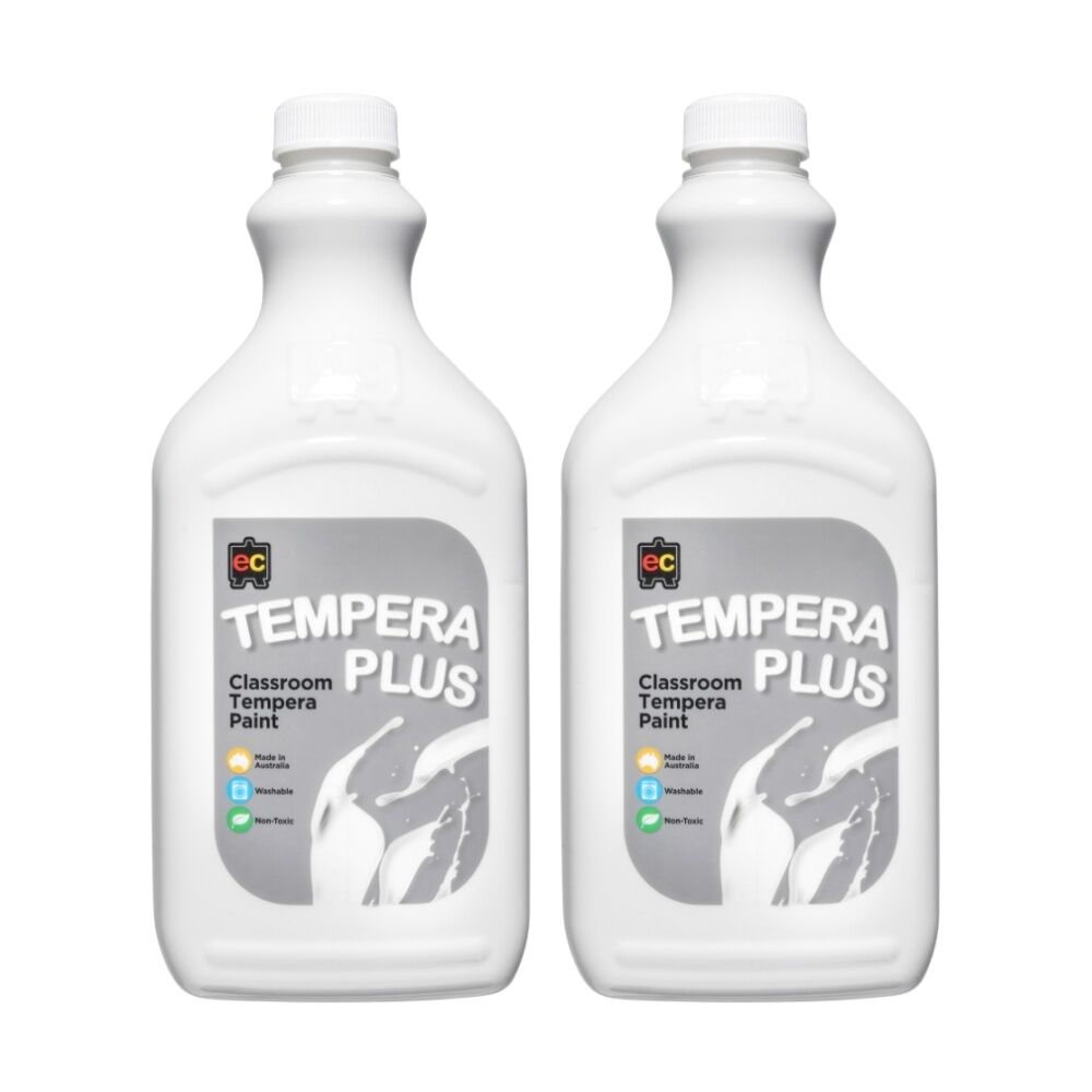 Educational Colours Tempera Plus Classroom Junior Student Paint White 2L (2 Pack)