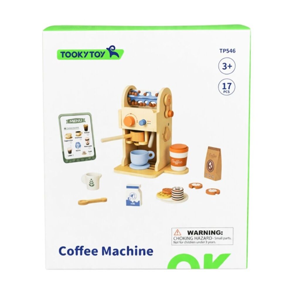 Tooky Toy Kids Pretend Play Coffee Machine Wooden Playset Accessories — image 9
