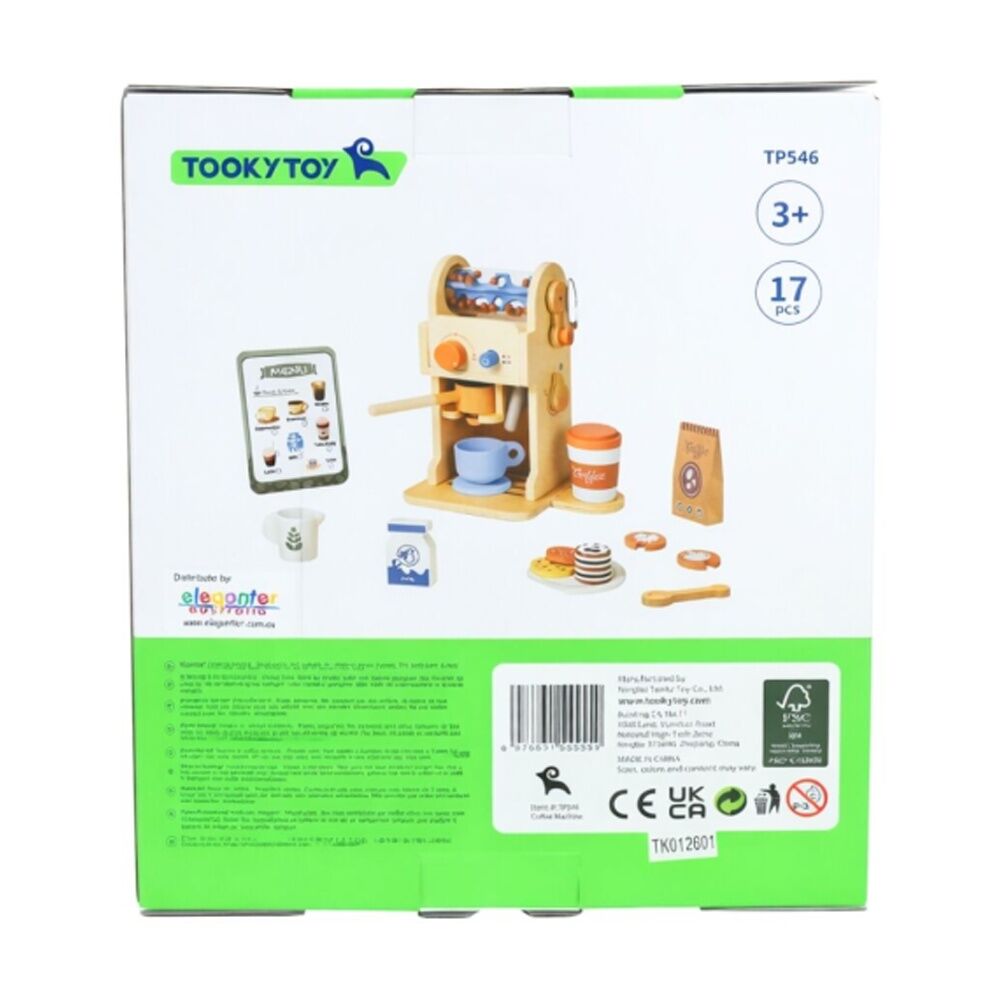 Tooky Toy Kids Pretend Play Coffee Machine Wooden Playset Accessories — image 10
