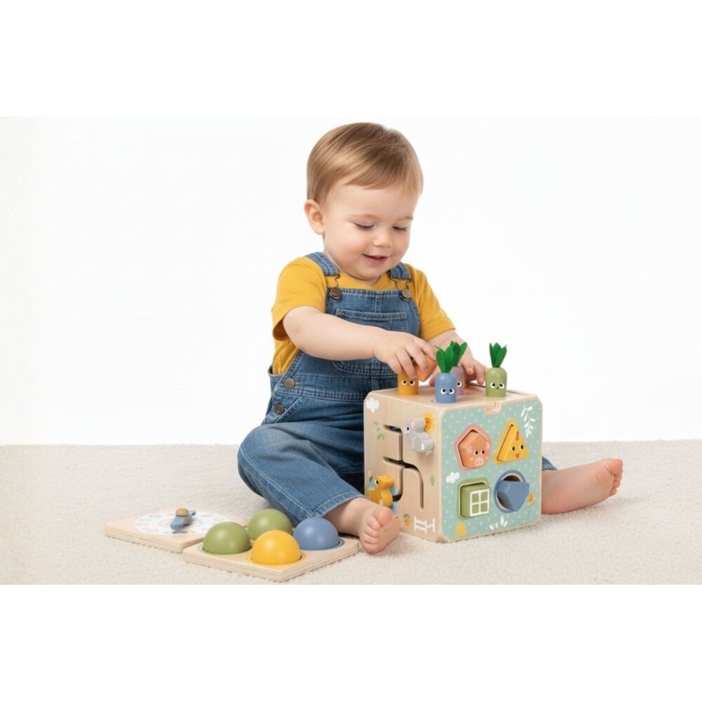 Tooky Toy Kids Toddler Wooden Activity Cube Developmental Playset 18m+ — image 4