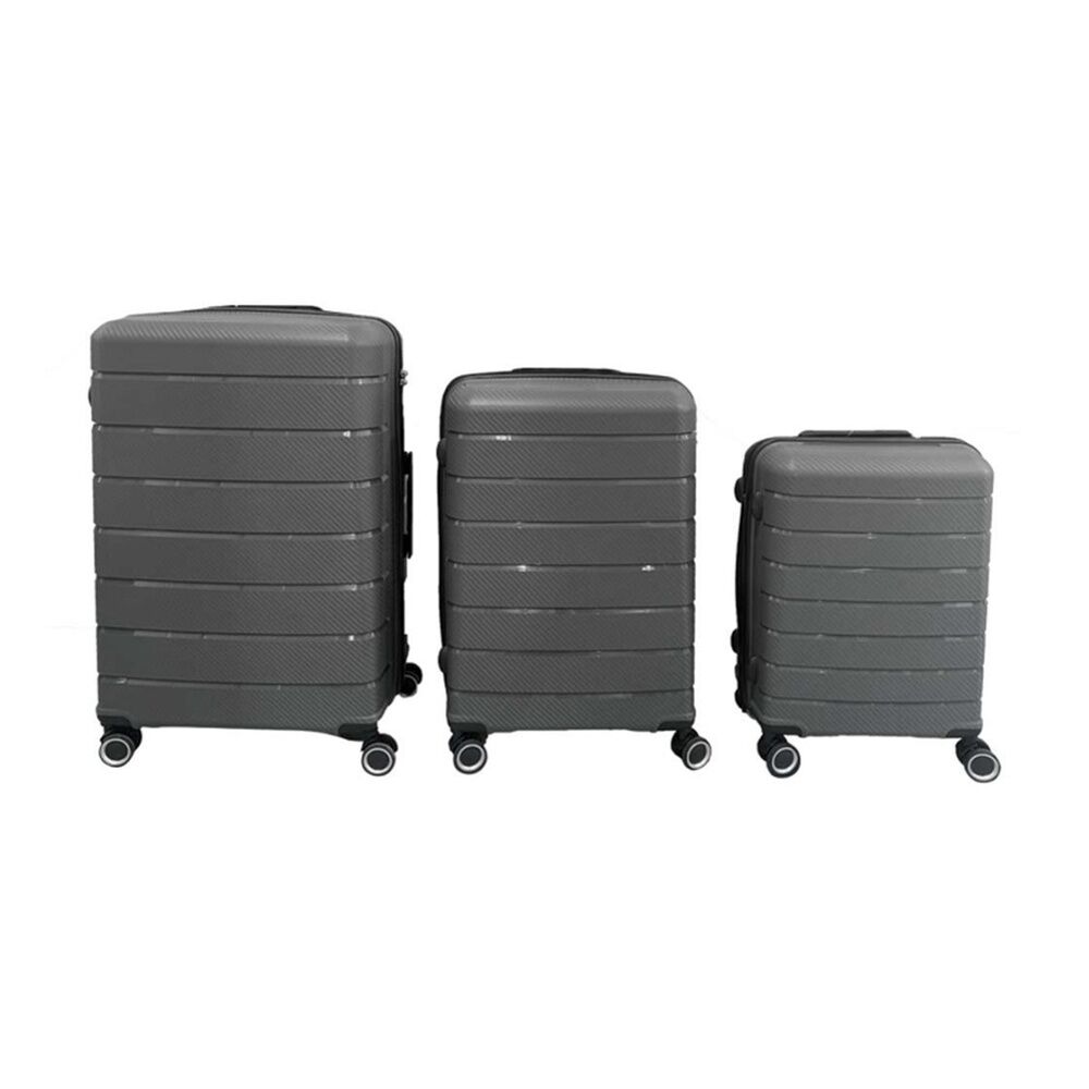 Braz Hard Shell 4 Spinner Wheels Travel Luggage Suitcase Set Dark Grey (3 Pieces) — image 3