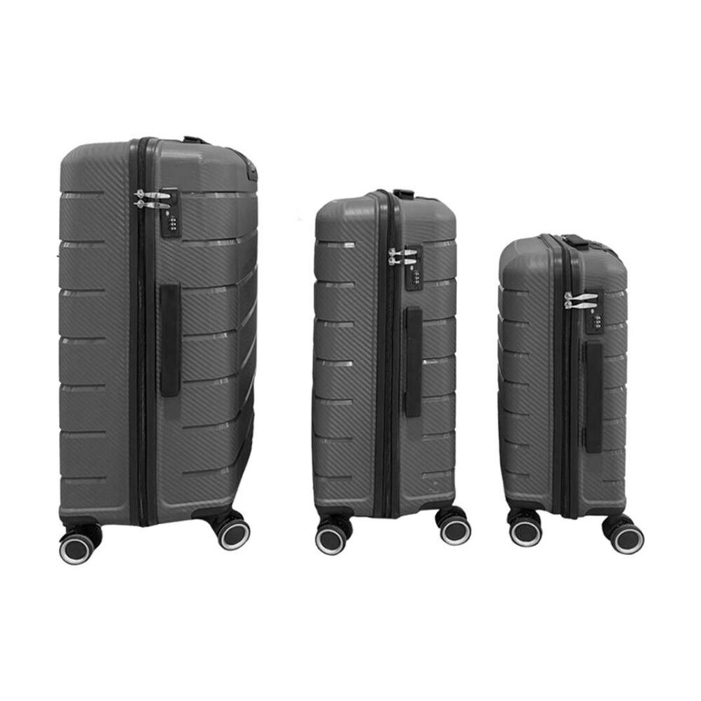 Braz Hard Shell 4 Spinner Wheels Travel Luggage Suitcase Set Dark Grey (3 Pieces) — image 2
