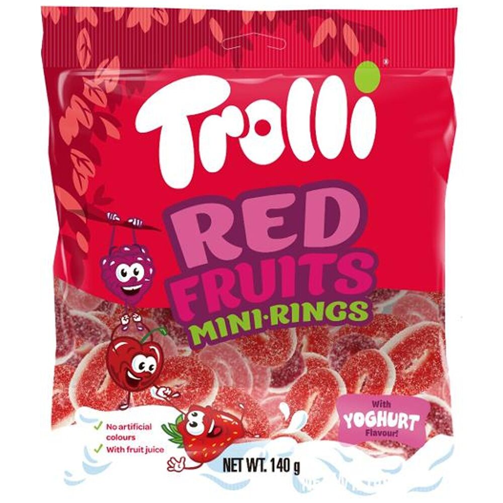 Trolli Red Fruit Rings 140g Party Favours Candy/Lollies/Gummies (8 Pack) — image 2
